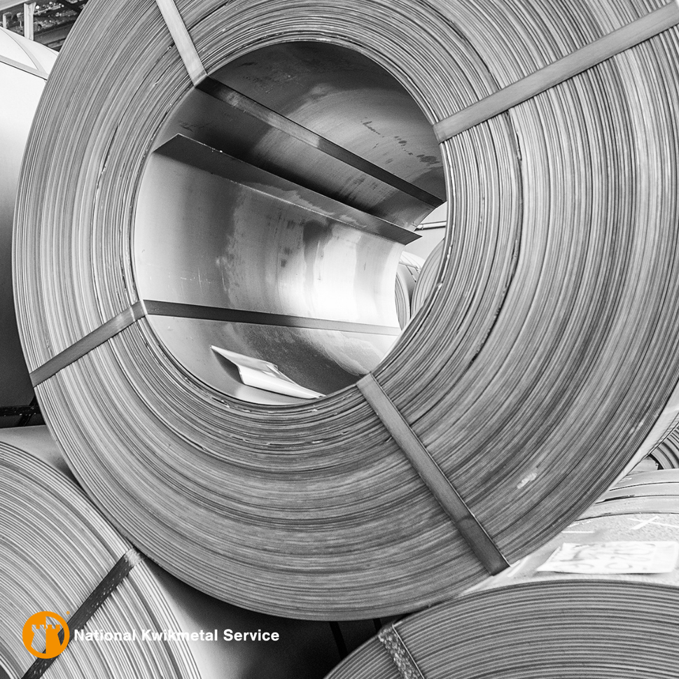 Precision slit stainless steel coil prepared for food processing equipment manufacturing